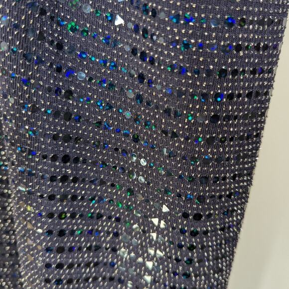 Talbot Runhof Rosin Metallic Navy Draped Gown V-Neck Cape Sleeve 6 36 Preowned - Picture 8 of 14